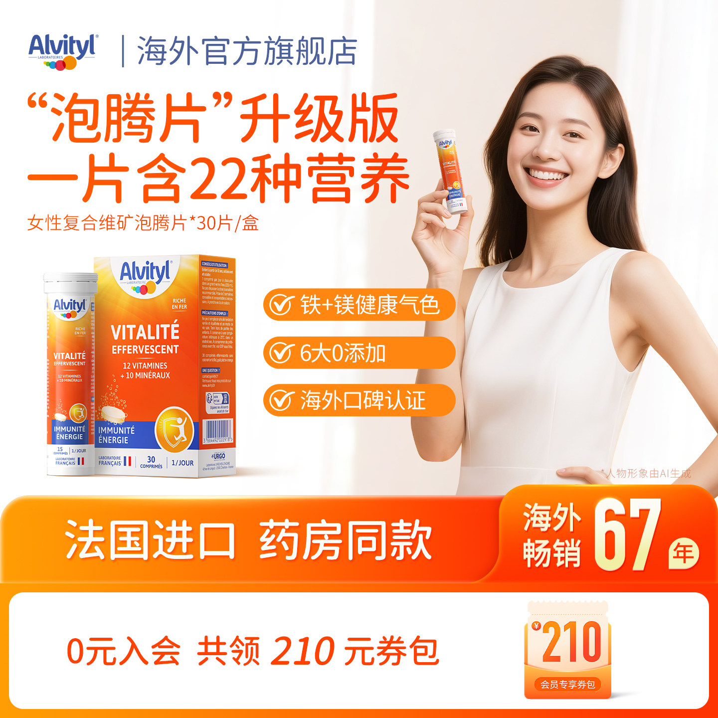 安维力新升级女性复合维矿泡腾片图片