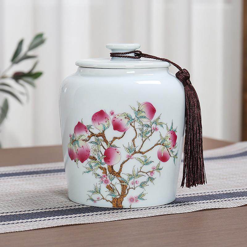 珐琅彩茶叶罐陶瓷密封罐大号存茶储存罐瓷罐绿茶红茶普洱茶罐,餐饮具,茶叶罐,淘宝优惠券,粉丝福利购,淘宝优惠卷
