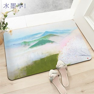 家用浴室绿植小清新地垫厕所门垫 卫生间硅藻泥防滑吸水软垫日式