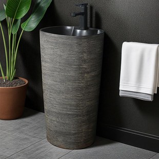 洗脸盆家用 工业风立柱盆小户型落地洗手盆户外一体陶瓷盆立柱式