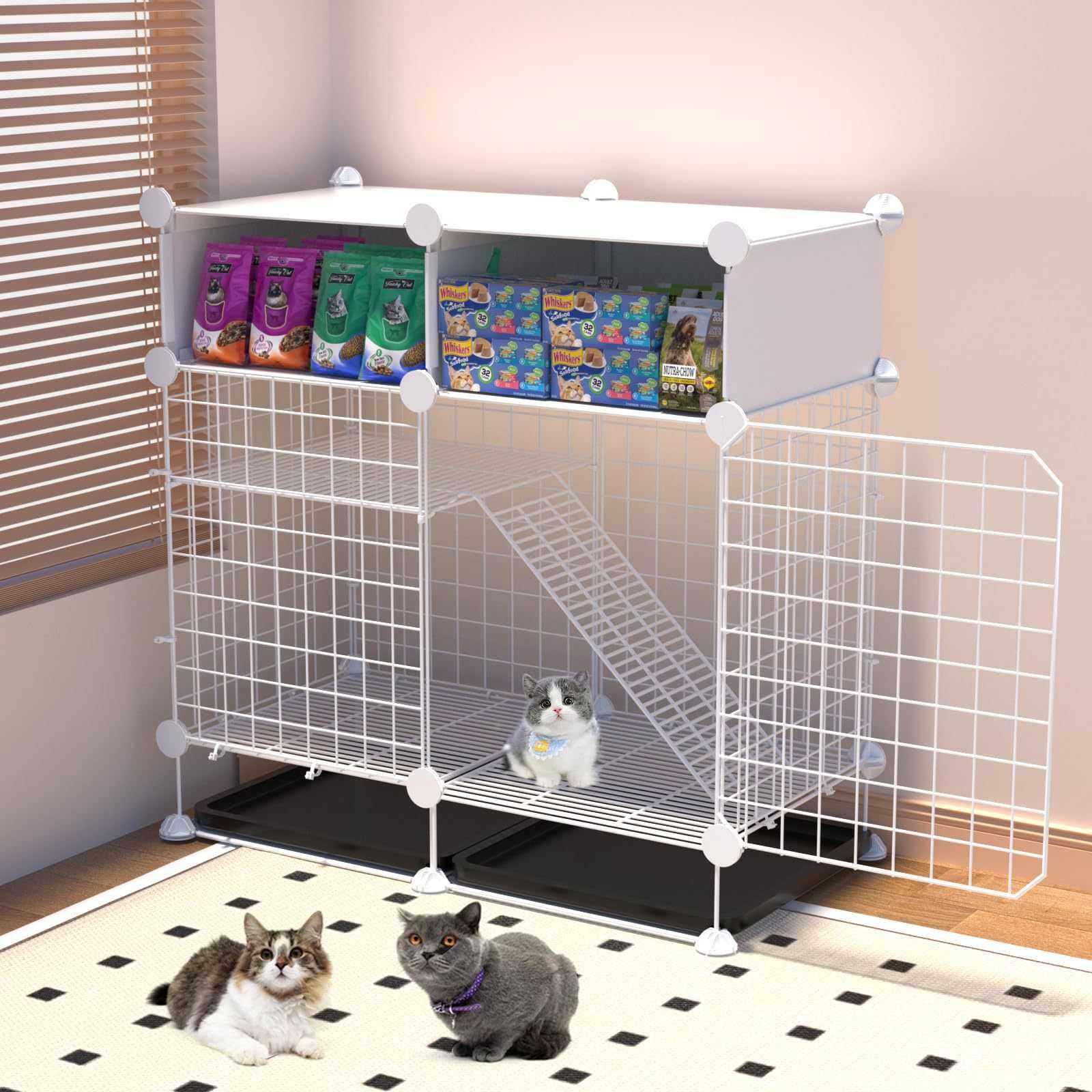 2层小动物围栏带抽屉室内猫笼兔屋动物笼带托盘户外宠物金属围栏,宠物/宠物食品及用品,猫笼子/猫别墅,淘宝优惠券,粉丝福利购,淘宝优惠卷