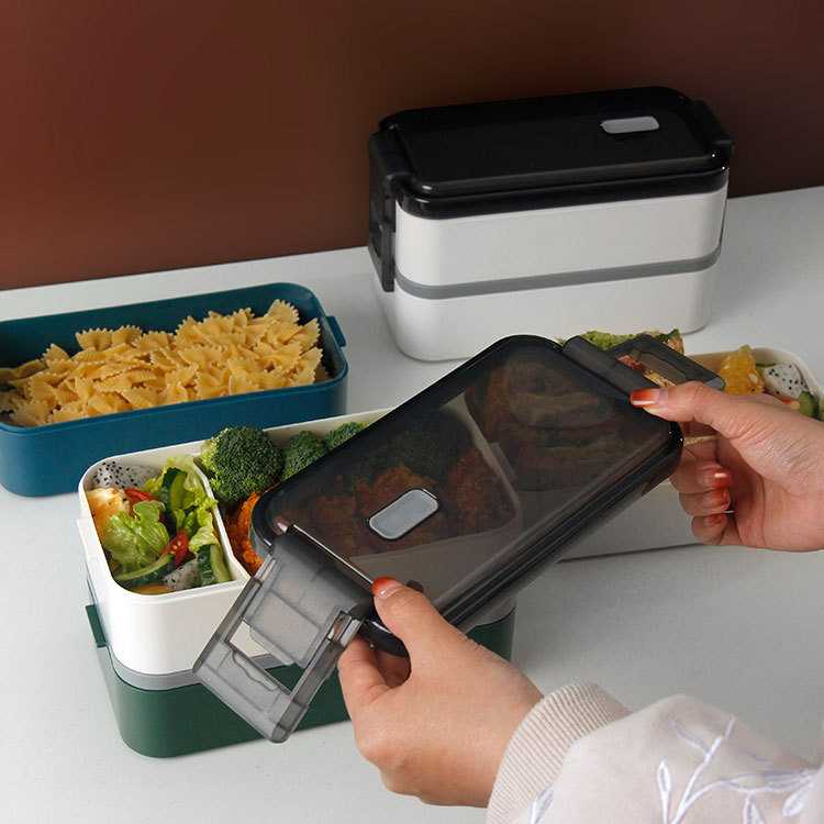 塑料双层饭盒学生分格便当盒户外便携式上班族午餐盒Lunchbox