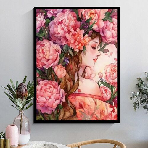 花宴女孩十字绣2023新款线绣客厅小幅卧室小件简单新手自己绣手工