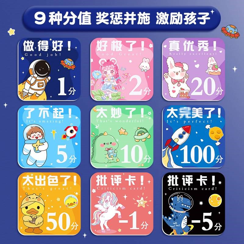 小学生记分牌小朋友奖励孩子积分卡币幼儿园儿童家庭好习惯激励卡