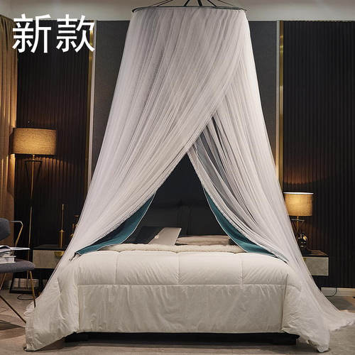 吊顶圆顶公主风加密蚊帐双人家用1.5/1.8/2m米床落地遮光床幔免安