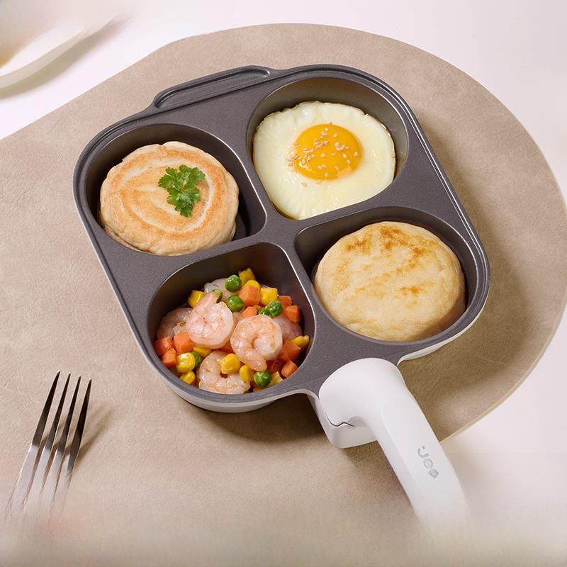 Jeetee钛陶瓷煎蛋汉堡煎锅不粘锅煎锅家用四孔煎蛋煎锅