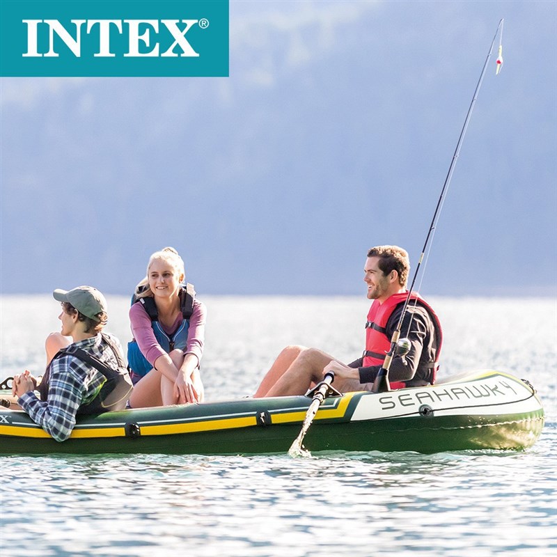 INTEX 68351加厚四人船充气船皮划艇4人钓鱼船橡皮艇