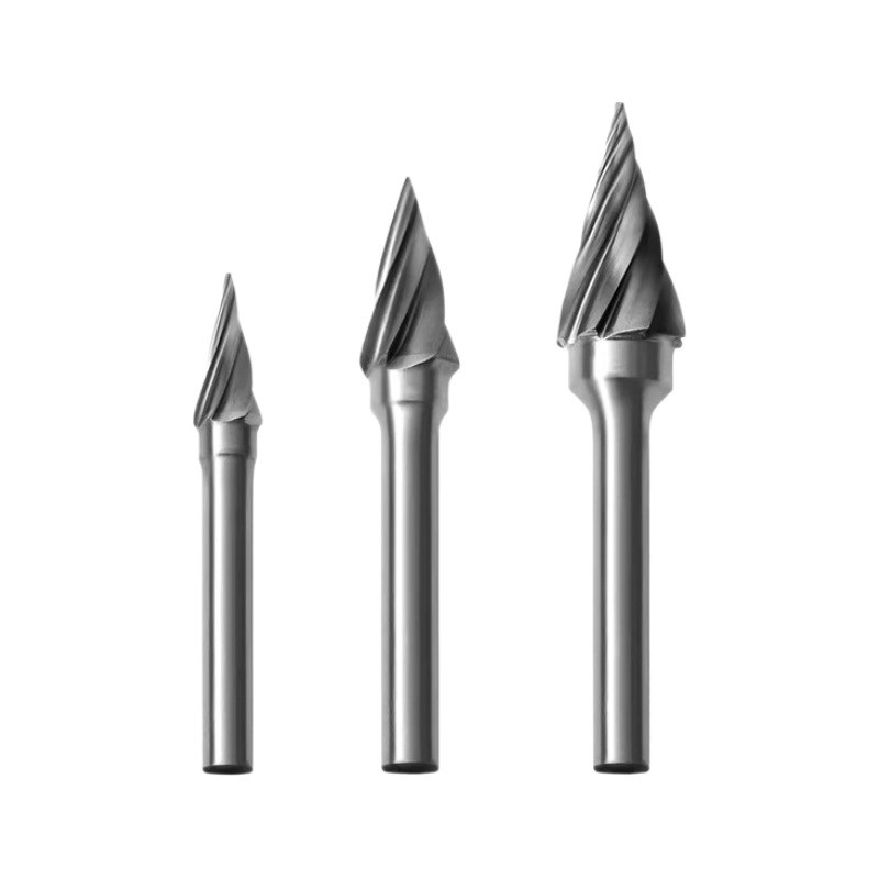 宽齿加粗纹尖头6刃8齿硬质合金旋转锉钨钢磨头圆锥形M1225C06
