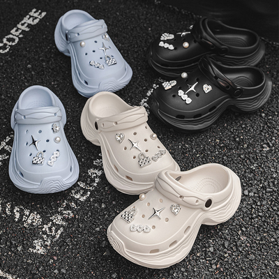 优遇家2025夏季新款洞洞鞋女透气外穿增高厚底沙滩鞋