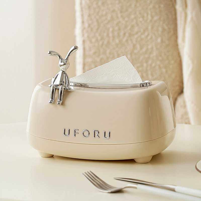 轻奢奶油风纸巾盒带弹簧家用客厅卧室卫生间创意可爱兔装饰抽纸盒,家居饰品,装饰纸巾盒,淘宝优惠券,粉丝福利购,淘宝优惠卷