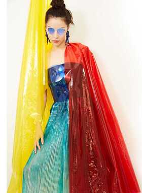 xyt蓝色pvc薄膜彩色软胶防尘布料面料防雨布料水晶透明包防水塑料