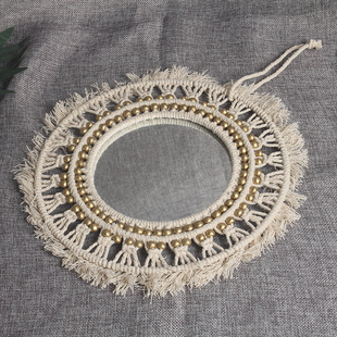 饰品壁挂式 现代简约风格 家用编织壁镜墙壁挂饰北欧家居墙面镜子装