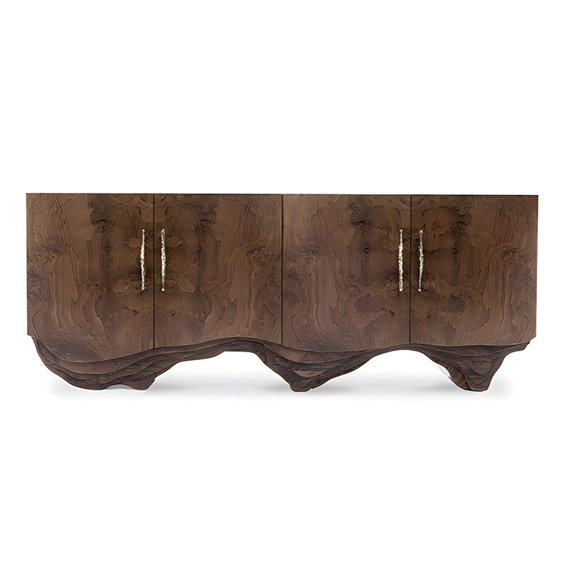 餐边柜轻奢高级感一体靠墙多功能储物落地装饰柜艺术感别墅展示柜