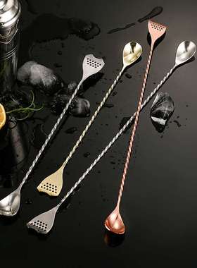 酒吧调酒日式不锈钢过滤棒系列细螺纹长吧勺搅拌勺调酒棒BarSpoon