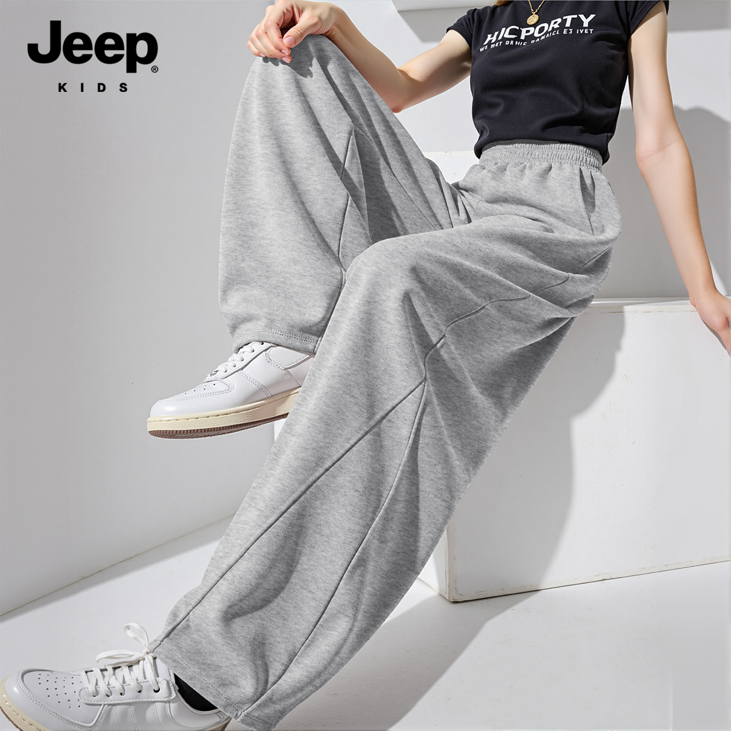 Jeep童装女童裤子洋气女孩弯刀裤