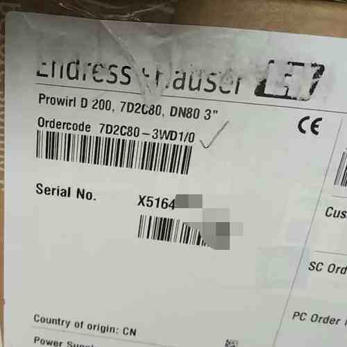 全新E+H恩德斯豪斯流量计，型号7D2C80-3WD1/0，