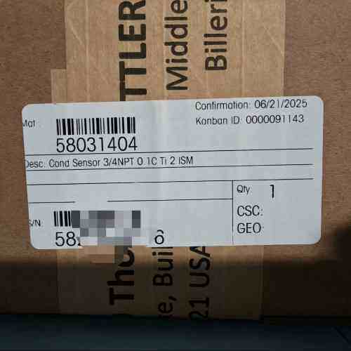 梅特勒电导率传感器58031404，全新未拆封，原装正品，工