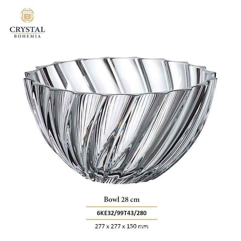 捷克BOHEMIA原装进口水晶玻璃花瓶果斗现代简约插花软摆件SCALLOP