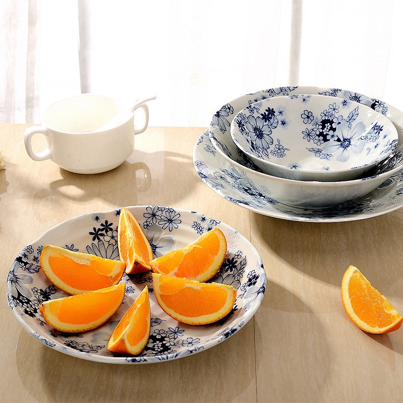 美浓烧大号进口家用汤盆饭碗日式餐具进口汤碗面碗青花陶瓷碗盘