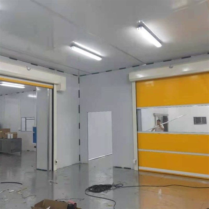 蓝色快速门卷帘门透明pvc卷闸门工业门自动门感应门实体厂家