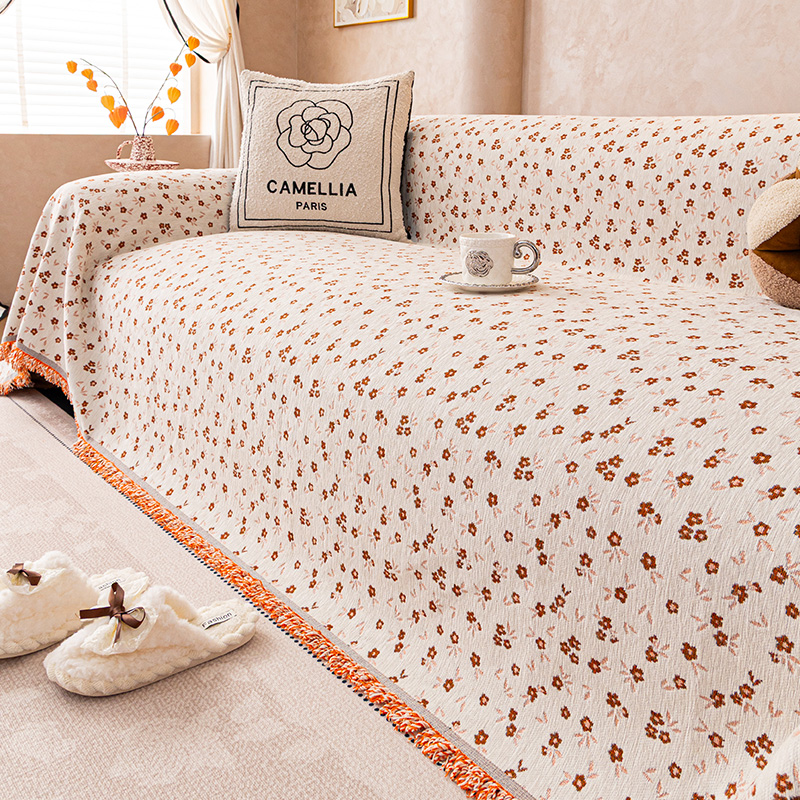 雪尼尔沙发盖布小碎花沙发巾客厅高级感皮沙发套四季通用沙发座垫