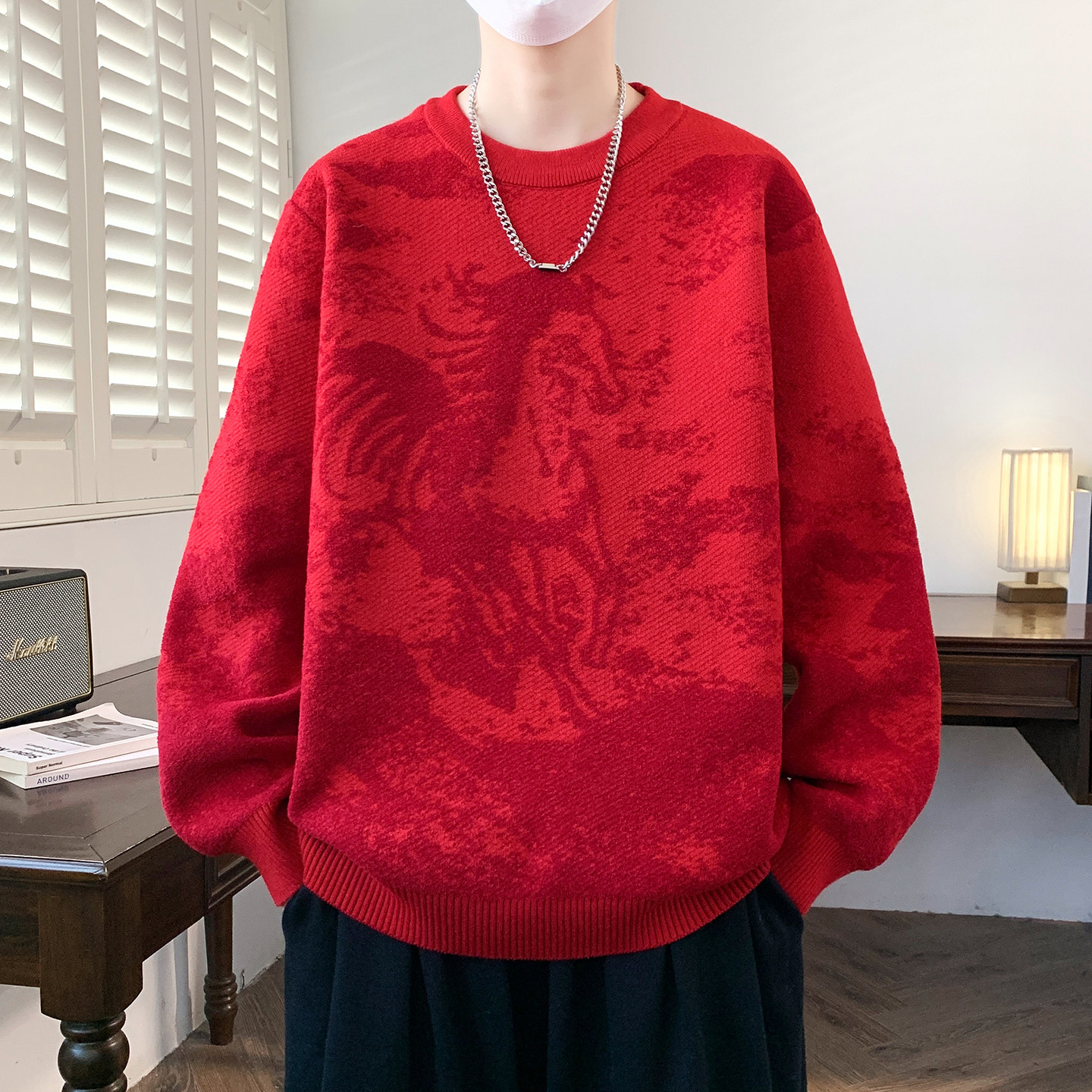 本命年红色毛衣男款冬季马年发财宽松针织衫新年喜庆线衣拜年服,男装,针织衫/毛衣,淘宝优惠券,粉丝福利购,淘宝优惠卷