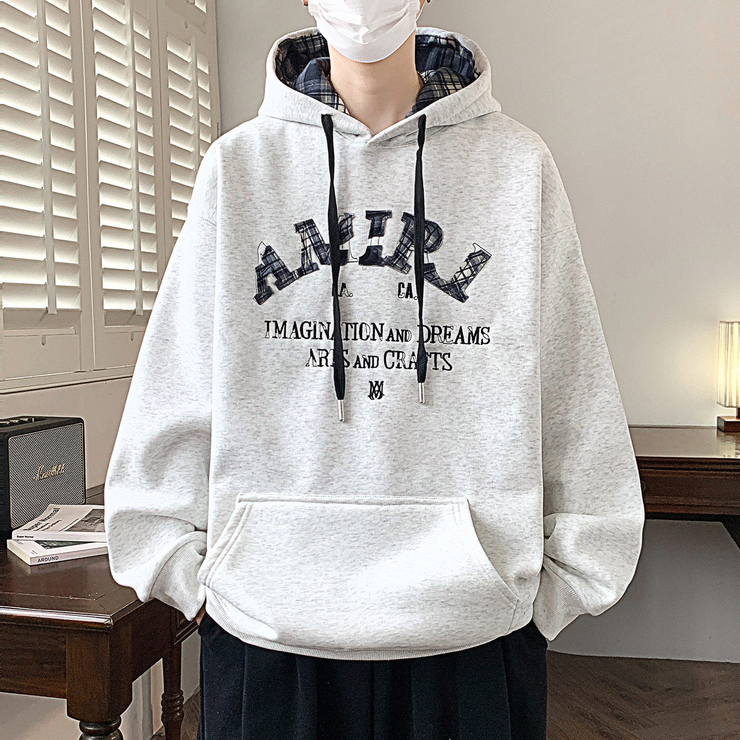 男生酷帅卫衣男款青少年痞帅风外套宽松春秋初高中学生连帽上衣