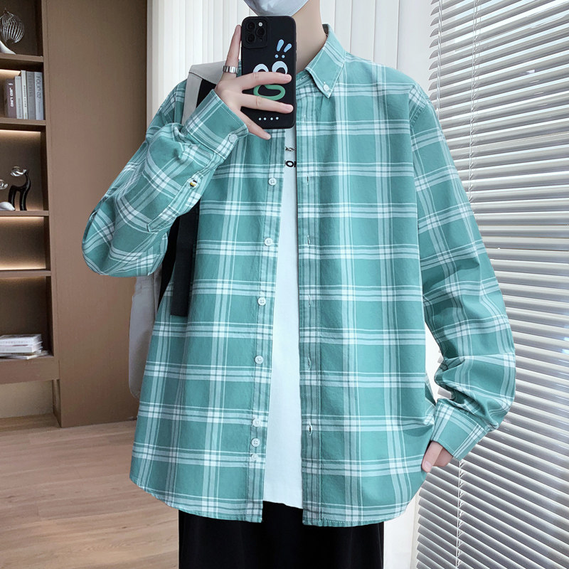 2025新款格子衬衫男长袖春秋款宽松休闲纯棉衬衣潮流百搭上衣外套,男装,衬衫,淘宝优惠券,粉丝福利购,淘宝优惠卷
