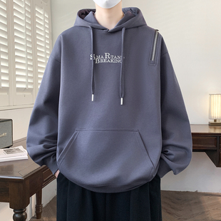 春秋新连帽卫衣男款青少年酷帅长袖上衣初高中学生男生打底衫外套