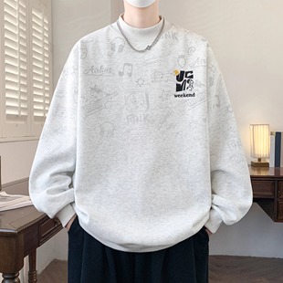 半高领卫衣男款冬季青少年加绒加厚初中高中学生保暖打底上衣内搭