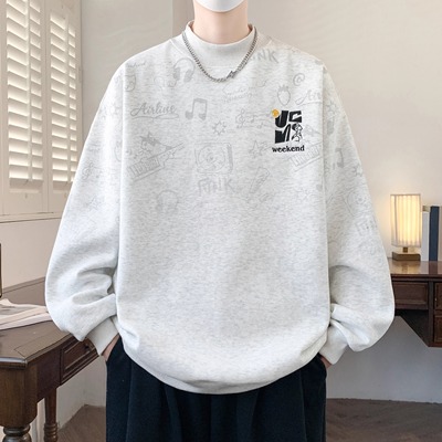 半高领加绒加厚卫衣男款青少年