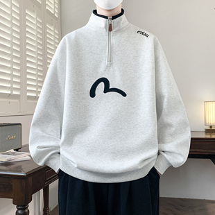 2026年春秋半高领卫衣男款青少年初高中学生酷帅立领打底上衣内搭