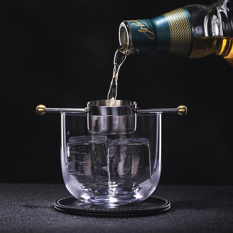 酒吧传奇 镀金圆头威士忌量酒器量杯 不锈钢盎司杯Jigger30ml标准