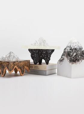 现代新中式轻奢艺术品雕塑摆件办公室玄关假山样板间客厅软装饰品