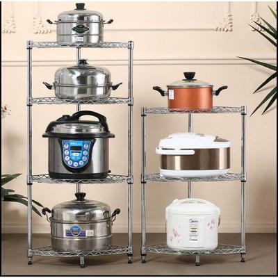 厨房置物架墙角落地扇形置物架转角多功能金属层架三角收纳架锅架