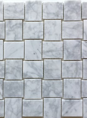 白色石材马赛克墙贴客厅大理石卡拉拉白浴室编织卫生间地砖背景墙