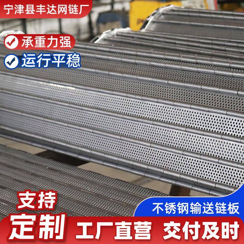 不锈钢链条式输送带食品清洗链板脱水速冻冲孔链板退火输送链板