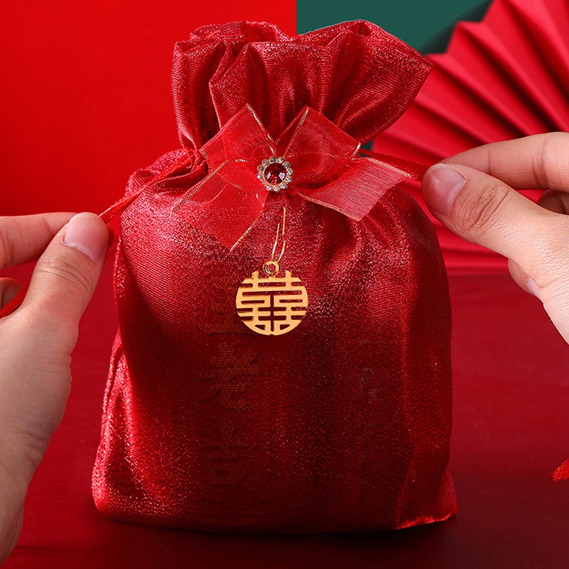 结婚庆用品织锦缎喜糖袋回礼糖盒婚礼创意喜字纱糖袋糖果袋子婚庆