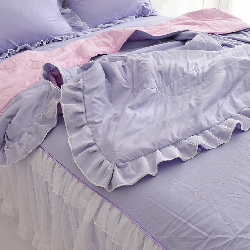 韩式蕾丝夏被少女心空调被公主风薄被子床裙式夏凉被四件套可机洗,床上用品,化纤被,淘宝优惠券,粉丝福利购,淘宝优惠卷