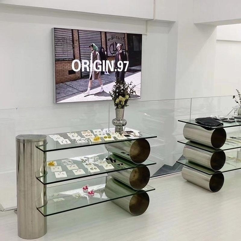 服装店展示架玻璃中岛流水台落地多层买手店饰品货架鞋包店服装店