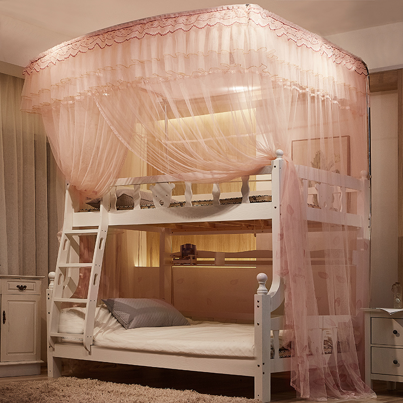子母床蚊帐上下铺双层床U型伸缩导轨支架学生儿童母子高低床蚊帐