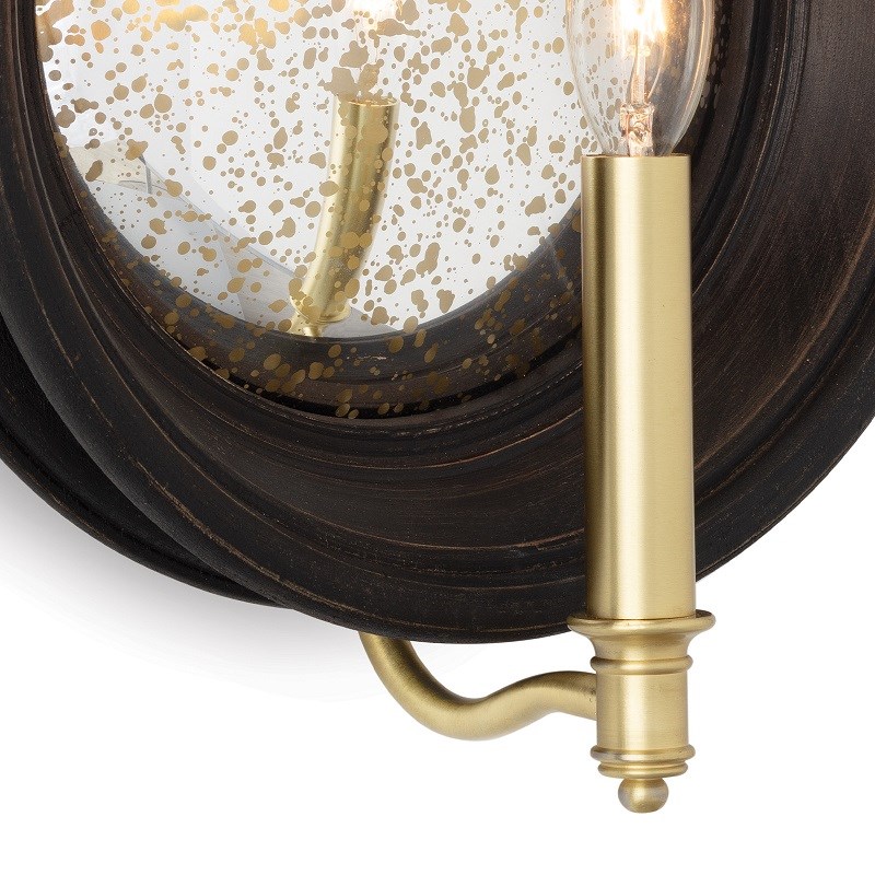 简约复古单头镜子壁灯仿古圆形卧室床头灯客厅餐厅背景墙软装灯具