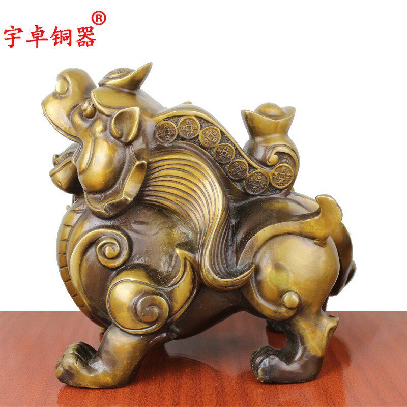 宇卓铜器纯铜貔貅黄铜貔貅背葫芦元宝貔貅家居装饰工艺品摆件