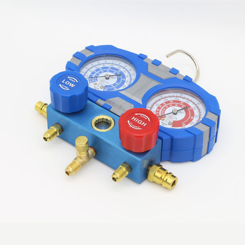 曾氏R134a冷媒压力表组 汽车空调加氟工具套装 防撞合金制加氟双