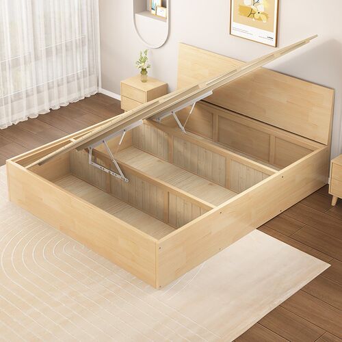 定制全实木储物床无甲醛气压高箱床原木松木双人床1.8地台榻榻米