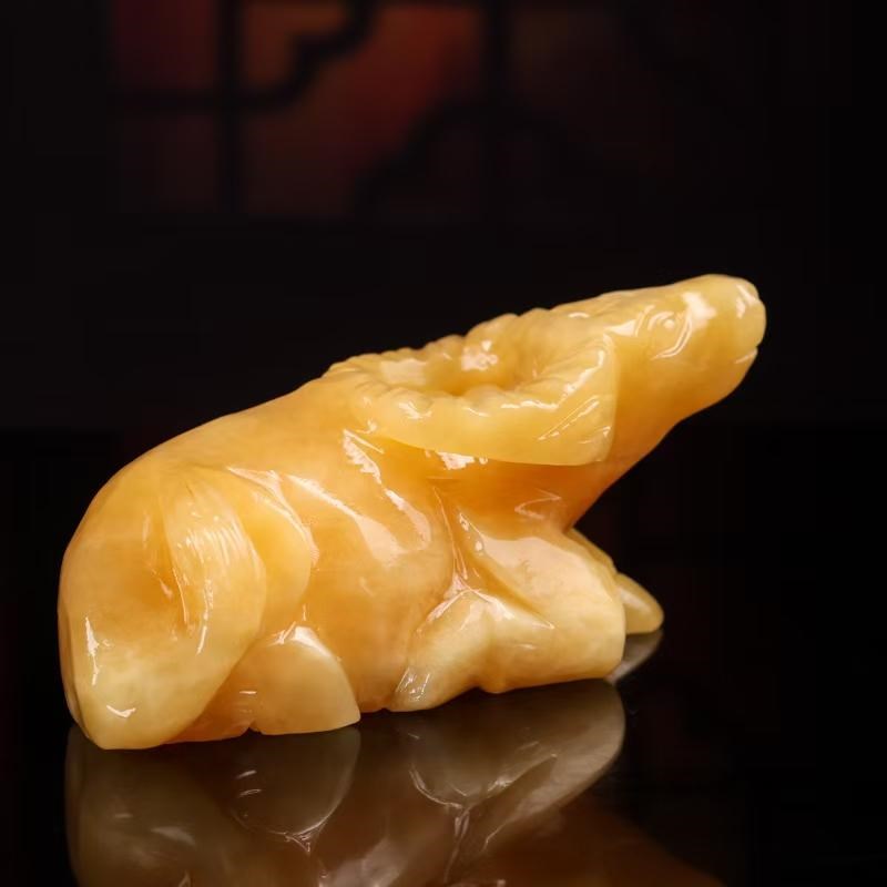 牛摆件天然玉石黄玉卧牛十二生肖水牛吉祥家居玄关办公室扭转乾坤