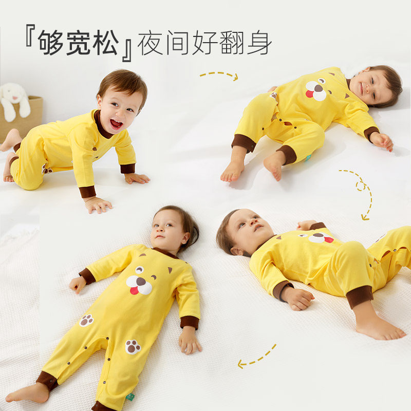 儿童连体睡衣春秋宝宝连体衣秋季纯棉婴儿空调男童女夏季薄款长袖