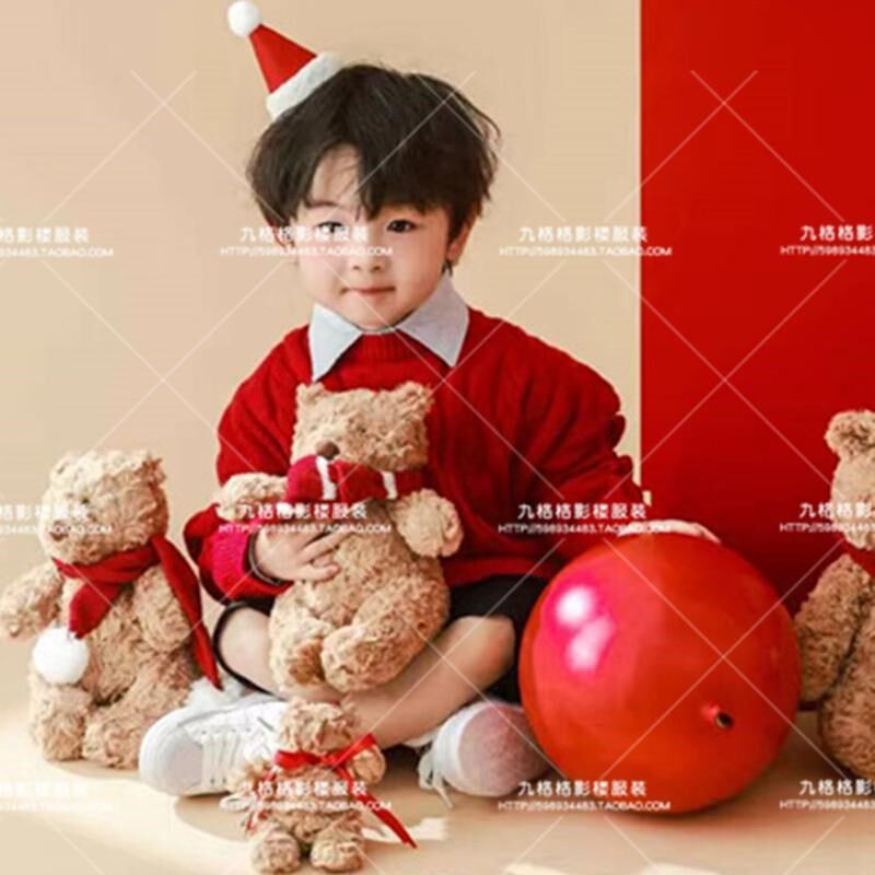 影楼拍照新年毛衣男童圣诞主题儿童演出服幼儿园表演舞台走秀服装
