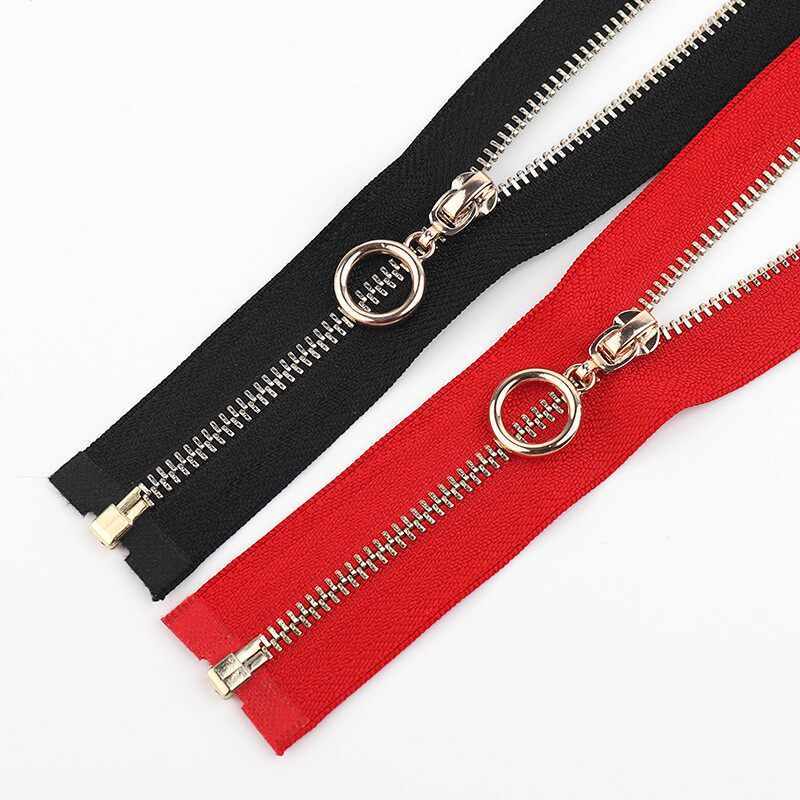 3号金属单头开口长拉链70cm夹克外套金色圆圈头薄羽绒服衣服门襟