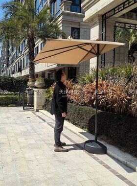 户外靠墙半边伞升降阳台遮阳伞侧边长方形庭院小伞花园露台太阳伞